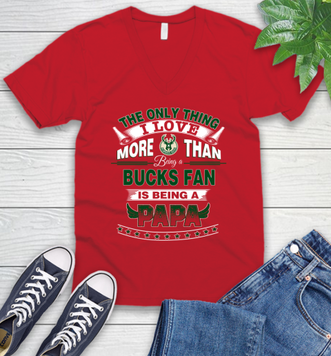 NBA The Only Thing I Love More Than Being A Milwaukee Bucks Fan Is Being A Papa Basketball V-Neck T-Shirt 6