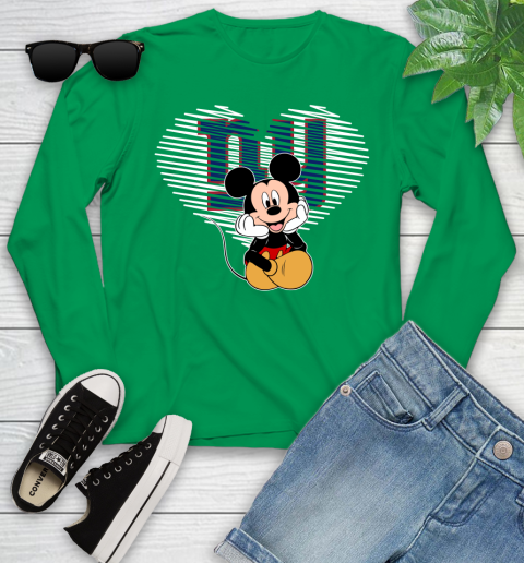 NFL New York Giants The Heart Mickey Mouse Disney Football T Shirt_000 Youth Long Sleeve 7