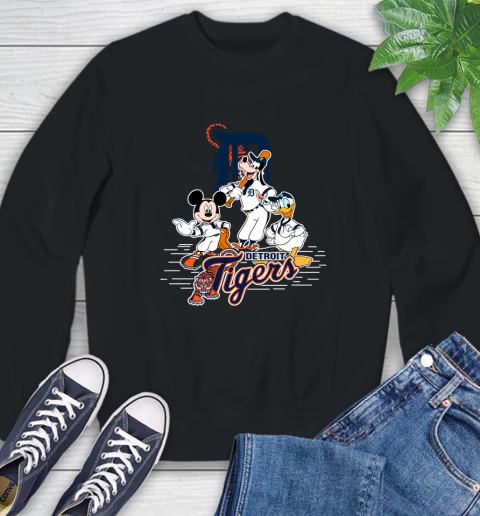 MLB Detroit Tigers Mickey Mouse Donald Duck Goofy Baseball T Shirt Sweatshirt