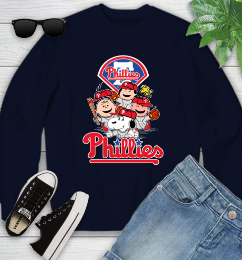 MLB Philadelphia Phillies Snoopy Charlie Brown Woodstock The Peanuts Movie Baseball T Shirt_000 Youth Sweatshirt 2