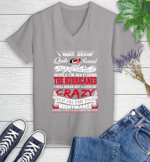 Carolina Hurricanes NHL Hockey Don't Mess With Me While I'm Watching My Team Women's V-Neck T-Shirt 4
