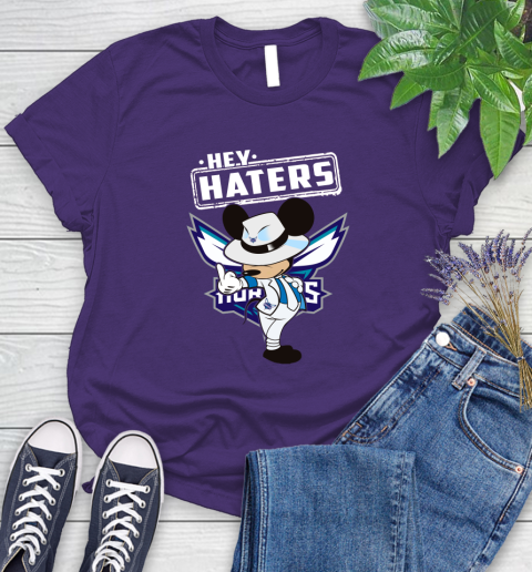 NBA Hey Haters Mickey Basketball Sports Charlotte Hornets Women's T-Shirt 4