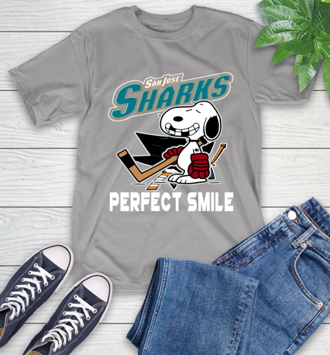 NHL San Jose Sharks Snoopy Perfect Smile The Peanuts Movie Hockey T Shirt T-Shirt 6