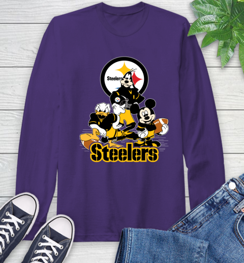 NFL Pittsburgh Steelers Mickey Mouse Donald Duck Goofy Football Shirt Long Sleeve T-Shirt 5