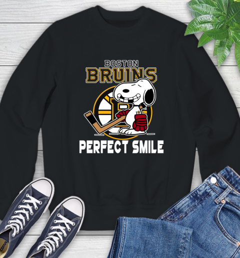 NHL Boston Bruins Snoopy Perfect Smile The Peanuts Movie Hockey T Shirt Sweatshirt