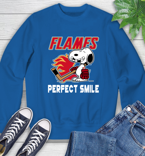 NHL Calgary Flames Snoopy Perfect Smile The Peanuts Movie Hockey T Shirt Sweatshirt 9