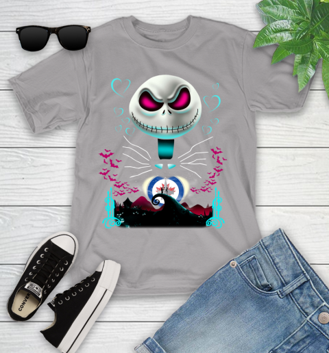 NHL Winnipeg Jets Jack Skellington Sally The Nightmare Before Christmas Hockey Youth T-Shirt 4