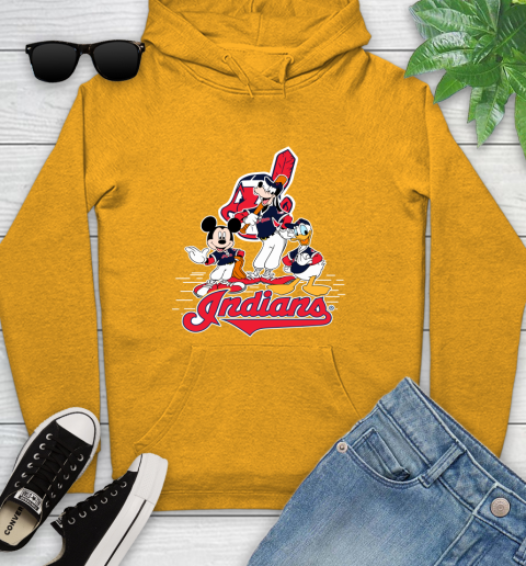 MLB Cleveland Indians Mickey Mouse Donald Duck Goofy Baseball T Shirt Youth Hoodie 2