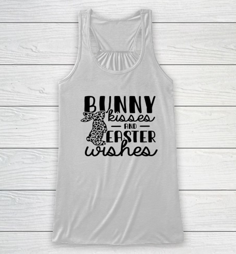Cute Easter Shirt Bunny Kisses Easter Wishes Spring Leopard Print Racerback Tank
