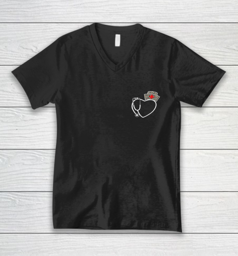 Heart Stethoscope Cute Love Nursing Gifts Valentine Day 2022 V-Neck T-Shirt
