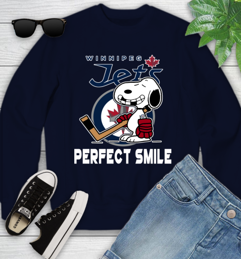 NHL Winnipeg Jets Snoopy Perfect Smile The Peanuts Movie Hockey T Shirt Youth Sweatshirt 2