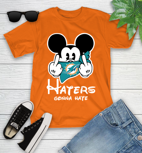 NFL Miami Dolphins Haters Gonna Hate Mickey Mouse Disney Football T Shirt Youth T-Shirt 9