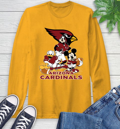 NFL Arizona Cardinals Mickey Mouse Donald Duck Goofy Football Shirt Long Sleeve T-Shirt 2