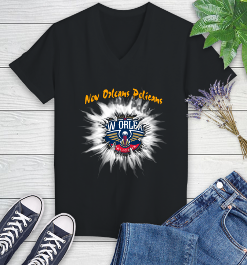 New Orleans Pelicans NBA Basketball Rip Sports Women's V-Neck T-Shirt