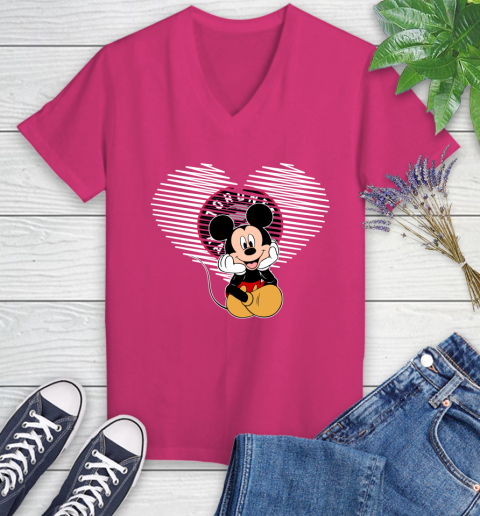 NBA Toronto Raptors The Heart Mickey Mouse Disney Basketball Women's V-Neck T-Shirt 9