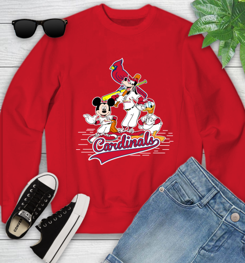 MLB St.Louis Cardinals Mickey Mouse Donald Duck Goofy Baseball T Shirt Youth Sweatshirt 8