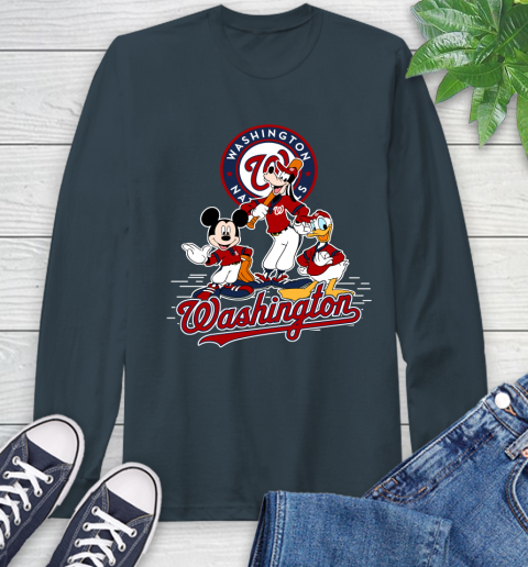 MLB Washington Nationals Mickey Mouse Donald Duck Goofy Baseball T Shirt Long Sleeve T-Shirt 9
