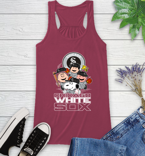 MLB Chicago White Sox Snoopy Charlie Brown Woodstock The Peanuts Movie Baseball T Shirt_000 Racerback Tank 7