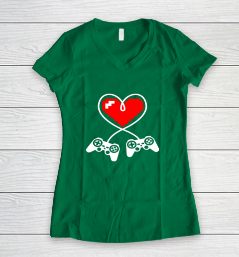 This Is My Valentine Pajama Shirt Gamer Controller Women's V-Neck T-Shirt 3