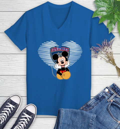 NHL Florida Panthers The Heart Mickey Mouse Disney Hockey Women's V-Neck T-Shirt 10