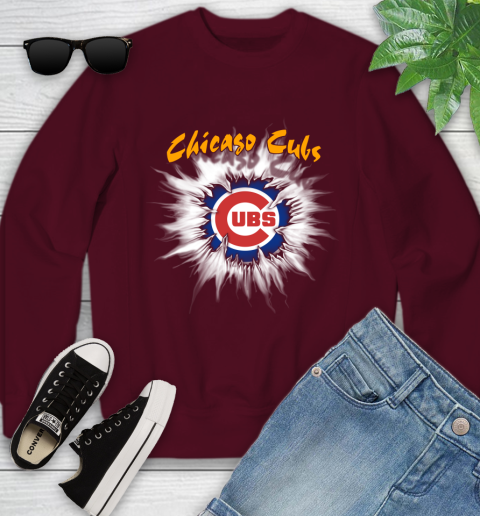Chicago Cubs MLB Baseball Adoring Fan Rip Sports Youth Sweatshirt 4
