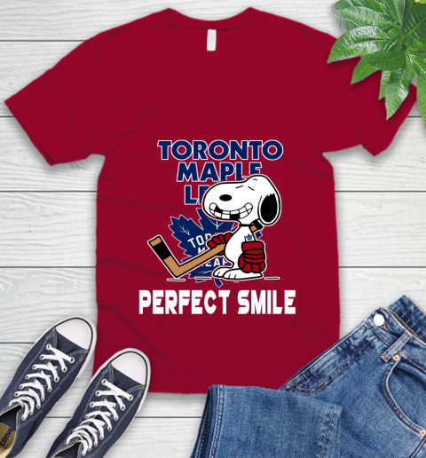 NHL Toronto Maple Leafs Snoopy Perfect Smile The Peanuts Movie Hockey T Shirt V-Neck T-Shirt 7