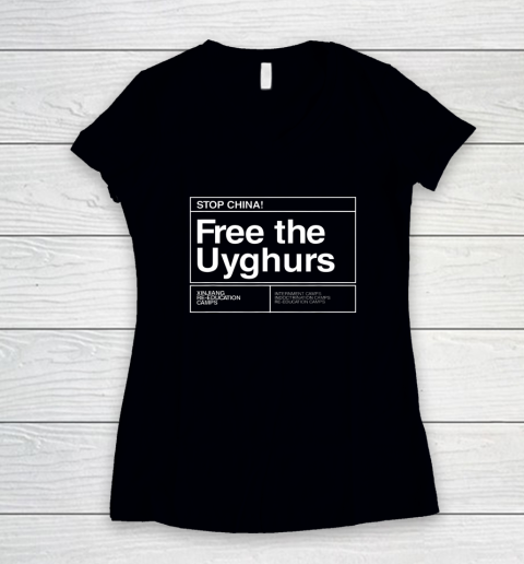 Free the Uyghurs Stop China Women's V-Neck T-Shirt