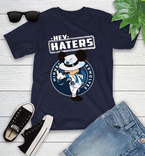NBA Hey Haters Mickey Basketball Sports Minnesota Timberwolves Youth T-Shirt 2