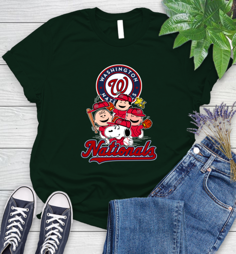 MLB Washington Nationals Snoopy Charlie Brown Woodstock The Peanuts Movie Baseball T Shirt_000 Women's T-Shirt 6