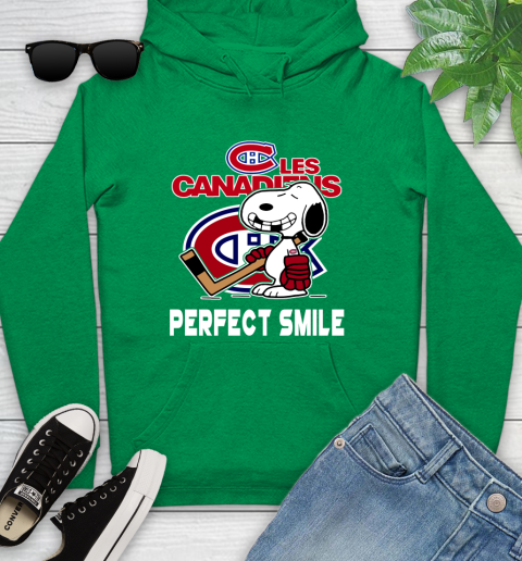 NHL Montreal Canadiens Snoopy Perfect Smile The Peanuts Movie Hockey T Shirt Youth Hoodie 9