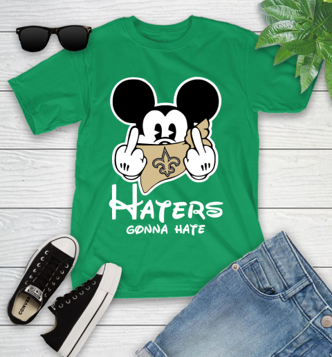 NFL New Orleans Saints Haters Gonna Hate Mickey Mouse Disney Football T Shirt Youth T-Shirt 8