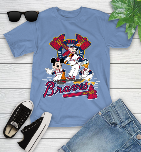 MLB Atlanta Braves Mickey Mouse Donald Duck Goofy Baseball T Shirt Youth T-Shirt 30