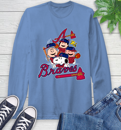 MLB Atlanta Braves Snoopy Charlie Brown Woodstock The Peanuts Movie Baseball T Shirt Long Sleeve T-Shirt 12