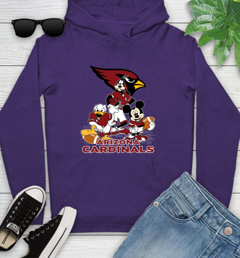 NFL Arizona Cardinals Mickey Mouse Donald Duck Goofy Football Shirt Youth Hoodie 5