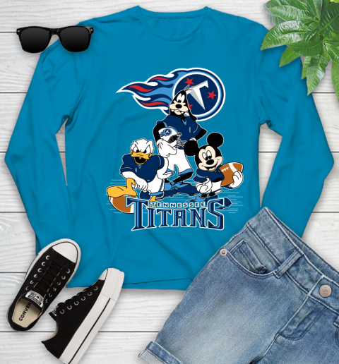 NFL Tennessee Titans Mickey Mouse Donald Duck Goofy Football Shirt Youth Long Sleeve 8