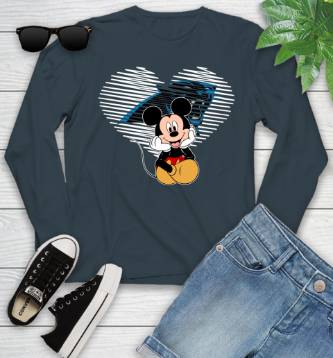 NFL Carolina Panthers The Heart Mickey Mouse Disney Football T Shirt_000 Youth Long Sleeve 9