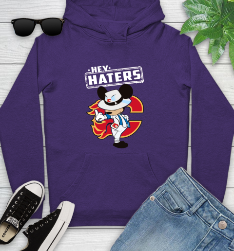NHL Hey Haters Mickey Hockey Sports Calgary Flames Youth Hoodie 5