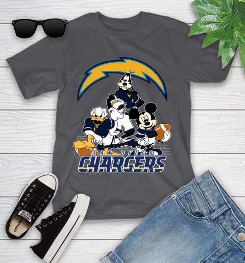NFL San Diego Chargers Mickey Mouse Donald Duck Goofy Football Shirt Youth T-Shirt 6
