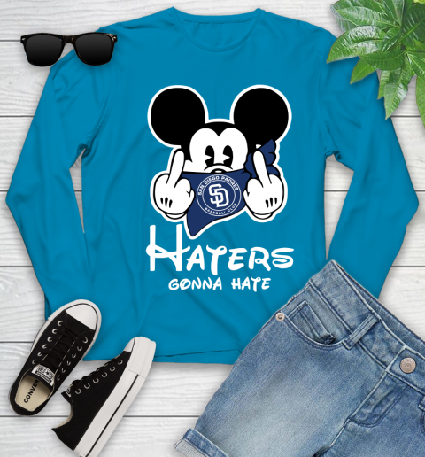 MLB San Diego Padres Haters Gonna Hate Mickey Mouse Disney Baseball T Shirt_000 Youth Long Sleeve 8