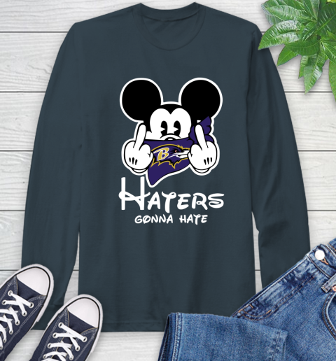 NFL Baltimore Ravens Haters Gonna Hate Mickey Mouse Disney Football T Shirt Long Sleeve T-Shirt 9
