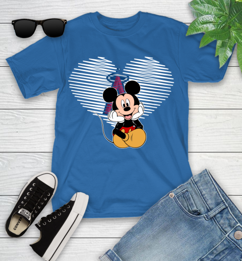 MLB Los Angeles Angels The Heart Mickey Mouse Disney Baseball T Shirt_000 Youth T-Shirt 12