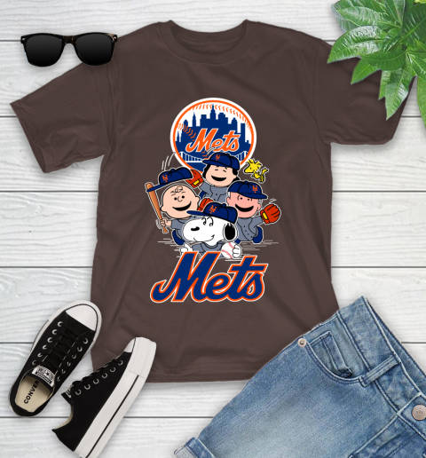 MLB New York Mets Snoopy Charlie Brown Woodstock The Peanuts Movie Baseball T Shirt Youth T-Shirt 7