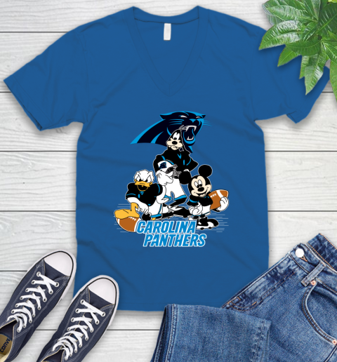 NFL Carolina Panthers Mickey Mouse Donald Duck Goofy Football Shirt V-Neck T-Shirt 5