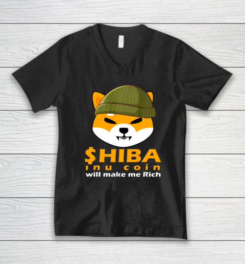 Shiba Will Make Me Rich Vintage Shiba Inu Coin Shiba Army V-Neck T-Shirt