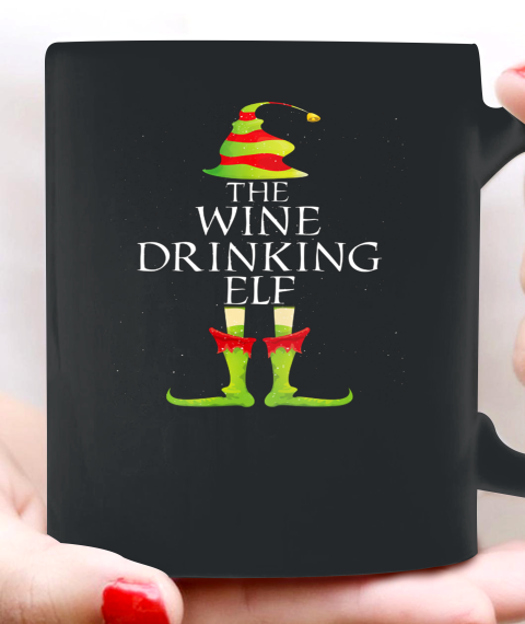 Wine Drinking Elf Matching Family Group Christmas Pajama Ceramic Mug 11oz