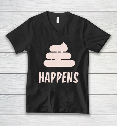 Shit Happens Funny Poop Icon Adult Humor Poo Saying V-Neck T-Shirt