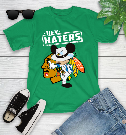 NHL Hey Haters Mickey Hockey Sports Chicago Blackhawks Youth T-Shirt 8