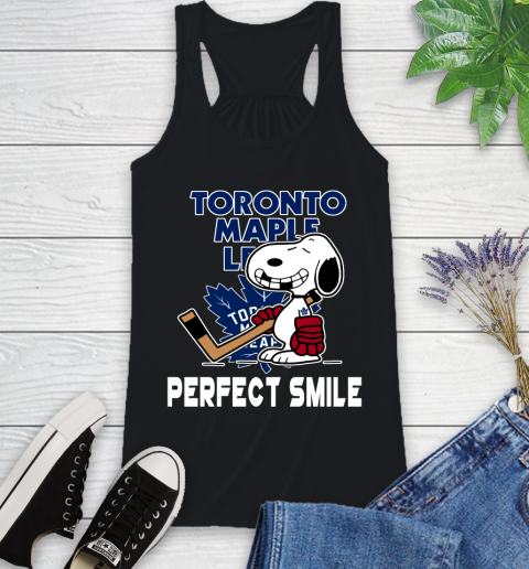 NHL Toronto Maple Leafs Snoopy Perfect Smile The Peanuts Movie Hockey T Shirt Racerback Tank