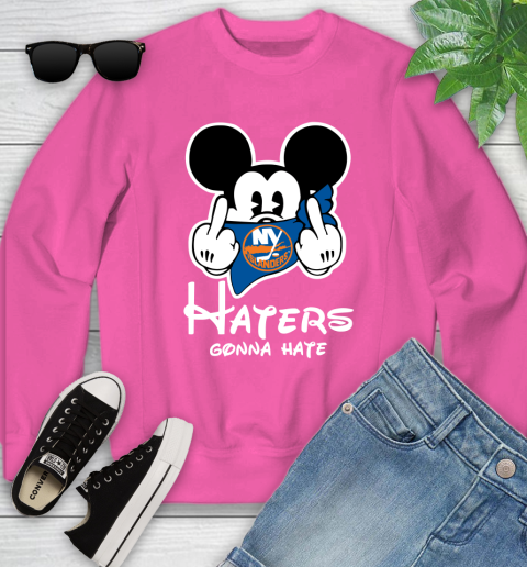 NHL New York Islanders Haters Gonna Hate Mickey Mouse Disney Hockey T Shirt Youth Sweatshirt 6