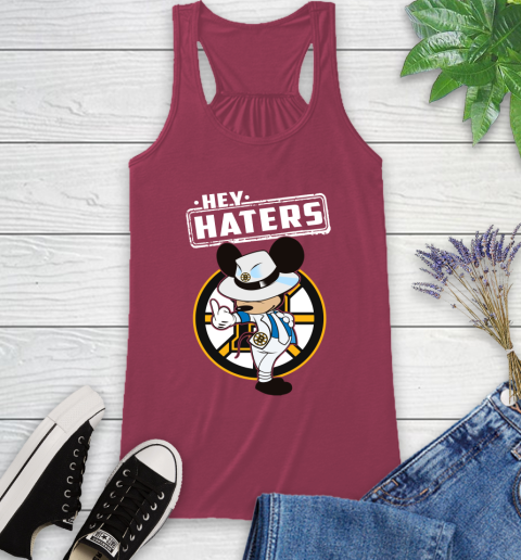 NHL Hey Haters Mickey Hockey Sports Boston Bruins Racerback Tank 7